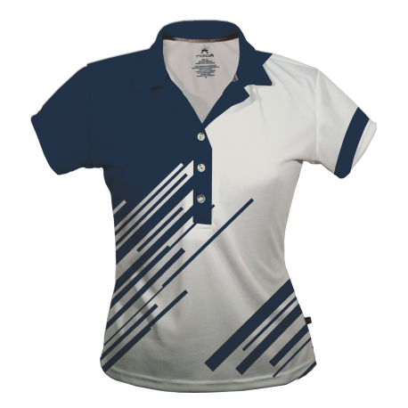 Polo Dry Fit for Women, White & Blue