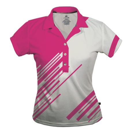 Polo Dry Fit de Mujer, Blanco & Rosa