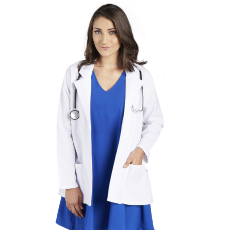Women's Medical Coat, Long Above Knee, 3 Pockets