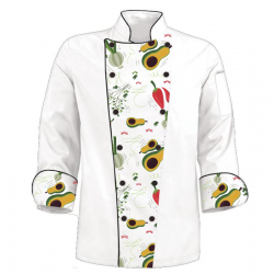 Custom Printed Chef's Coat Jacket - Avocado Pepper 